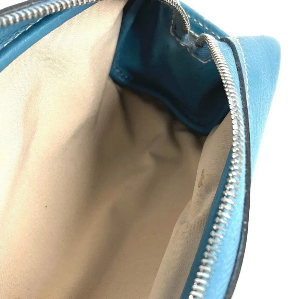 HERMES pencil case stationery pouch pencil case Leather blue - Picture 11 of 14